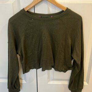 Vintage Green Cropped Long Sleeve Shirt
